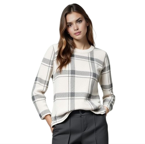 Liz Claiborne Women's Large Sweater Pullover Gray/White pattern Long Sleeve - Picture 1 of 8